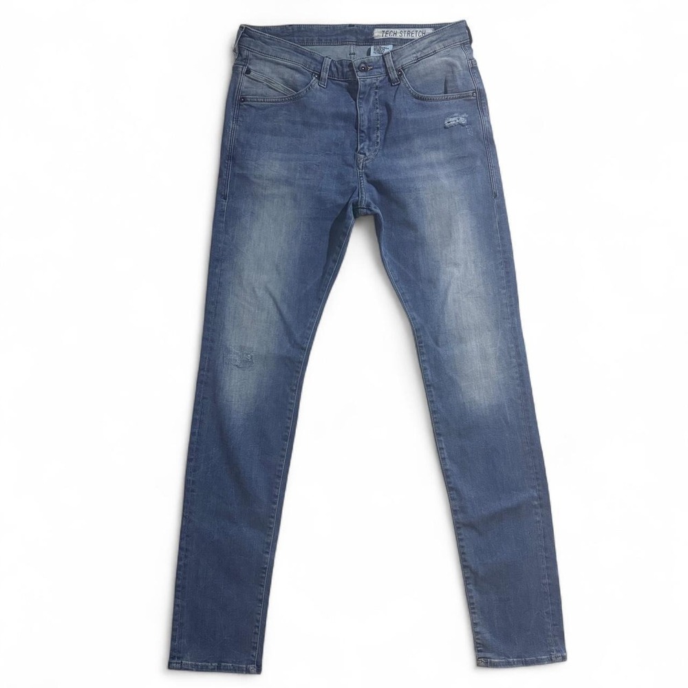 HM Skinny Low Waist Blue Jeans Mens 34/34 Tech Stretch Denim Distressed